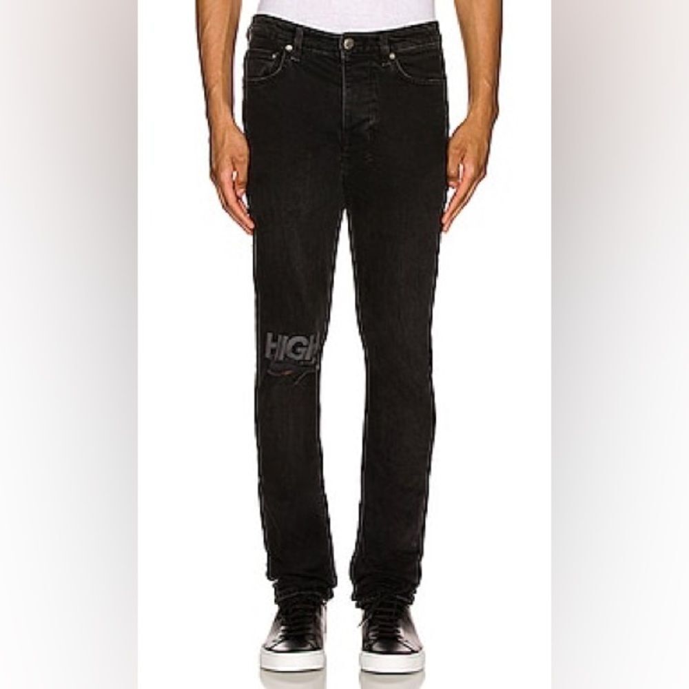 Ksubi Krow Black High Logo Skinny Denim Jeans Size 32x32